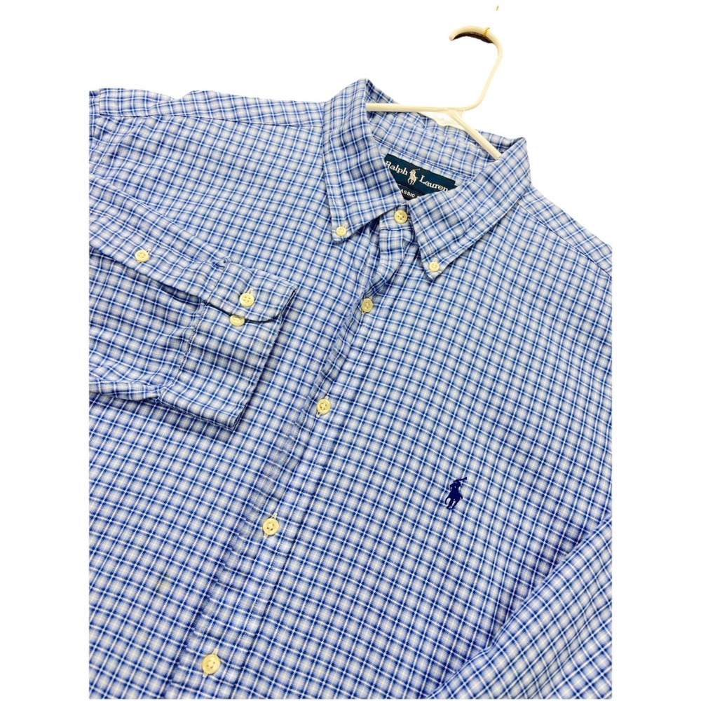 Vtg Ralph Lauren Shirt Mens 18 2XL Classic Fit Long Sleeves‎ Button Down Cloth
